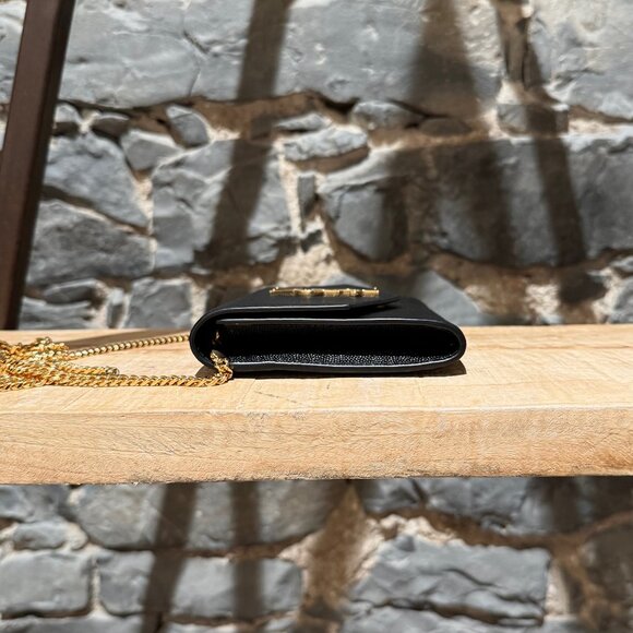 Saint Laurent Black Grain de Poudre Leather Uptown Chain Wallet W/ Card Case - Picture 6 of 16